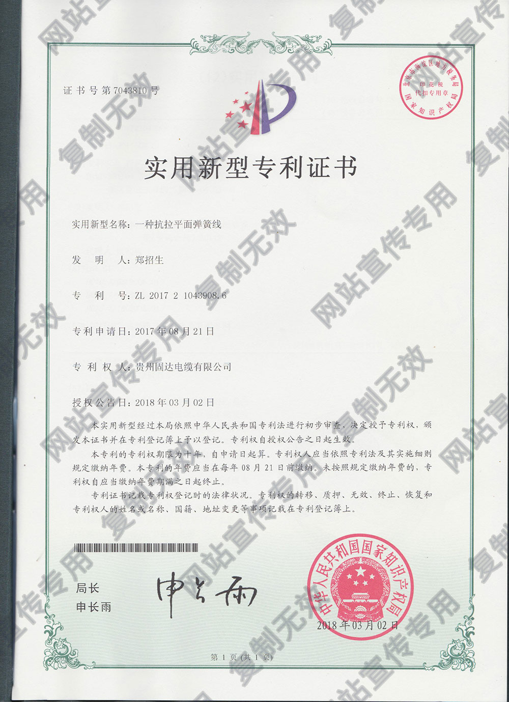 一種抗拉平面彈簧線專利